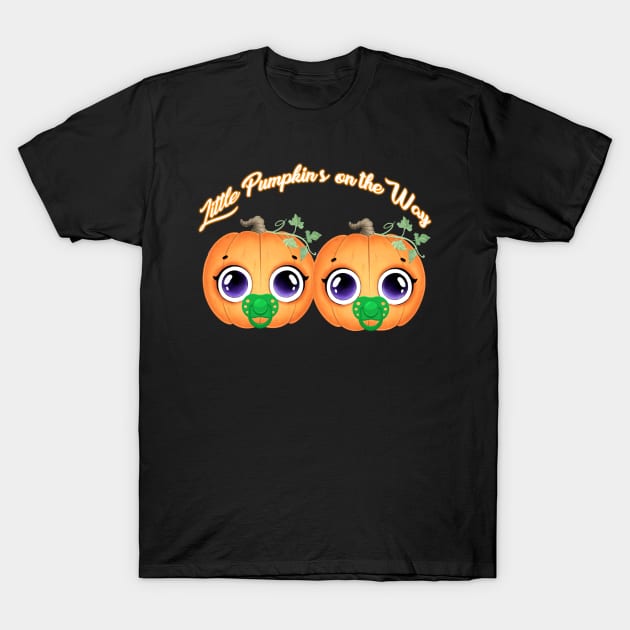 Little Pumpkins on the Way- Twins Pregnancy T-Shirt by WalkingMombieDesign